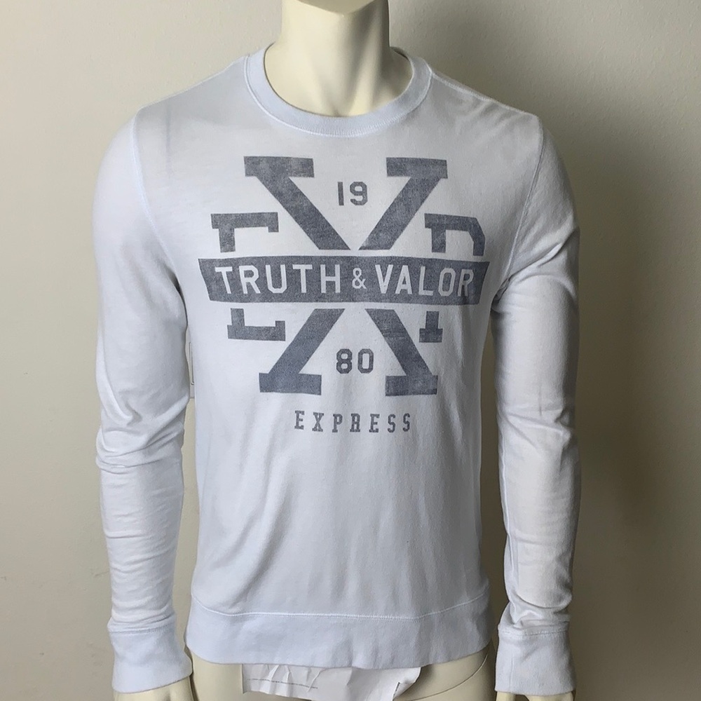 Express sweatshirt Men long sleeve pullover  White/gray Medium